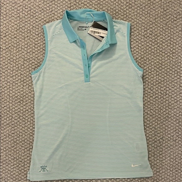 Nike Aqua Striped Sleeveless Polo - Picture 1 of 1